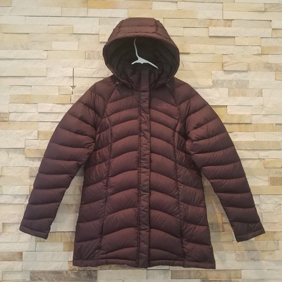 North Face Womens Medium Purple Down Puffer Jacket Long Length Parka Ladies Coat